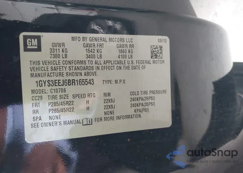 2011 Cadillac Escalade Hybrid Standard from USA, damaged, VIN 1GYS3EEJ6BR165543